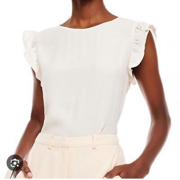 Ba&sh Cream Fani Crepe Ruffle Blouse Small - Picture 3 of 14